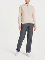 Cardigan asimmetrico con collo alto in Super Soft Bianchi Donna - Ragno