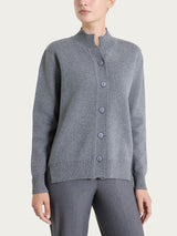 Cardigan asimmetrico con collo alto in Super Soft Neri Donna - Ragno