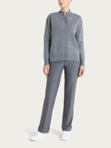 Cardigan asimmetrico con collo alto in Super Soft Neri Donna - Ragno