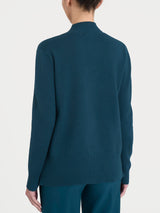 Cardigan asimmetrico con collo alto in Super Soft Blu Donna - Ragno