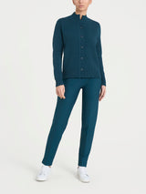 Cardigan asimmetrico con collo alto in Super Soft Blu Donna - Ragno