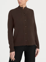 Cardigan asimmetrico con collo alto in Super Soft Marroni Donna - Ragno
