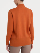 Cardigan asimmetrico con collo alto in Super Soft Arancioni Donna - Ragno