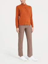 Cardigan asimmetrico con collo alto in Super Soft Arancioni Donna - Ragno