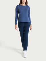 Maglia asimmetrica con girocollo Four Seasons Blu Donna - Ragno