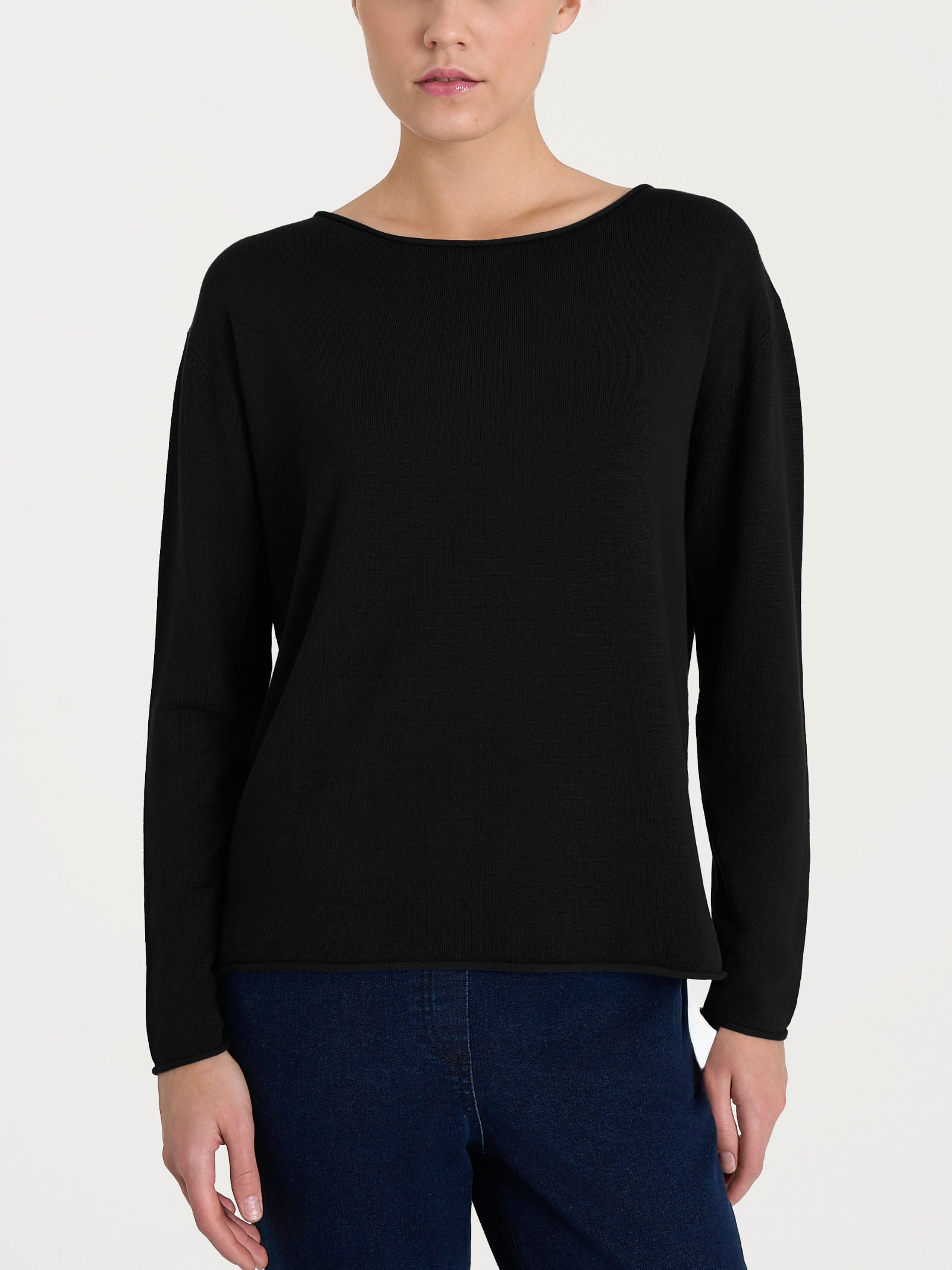 Maglia asimmetrica con scollo a barchetta Four Seasons Neri Donna - Ragno