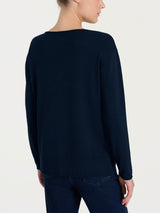 Jersey asimétrico con cuello redondo de Four Seasons Azul para mujer - Ragno