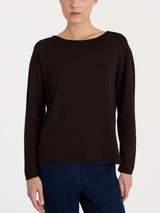 Jersey asimétrico con cuello redondo de Four Seasons, marrón, para mujer - Ragno