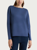 Maglia asimmetrica con scollo a barchetta Four Seasons Blu Donna - Ragno