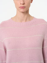 Maglia girocollo a righe in misto angora Viola Donna - Ragno