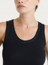 Canotta a spalla larga in costina di cotone Neri Donna - Ragno