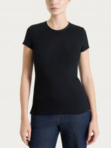 Camiseta de manga corta de algodón acanalado Negro para mujer - Ragno