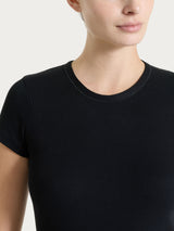 Camiseta de manga corta de algodón acanalado Negro para mujer - Ragno