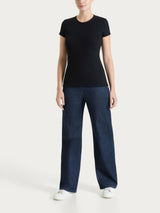 Maglietta con manica corta in costina di cotone Neri Donna - Ragno