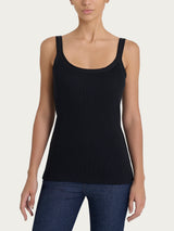 Camiseta sin mangas de tirantes estrechos de punto elástico de algodón, Negro, para mujer - Ragno