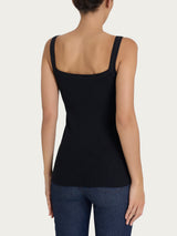 Camiseta sin mangas de tirantes estrechos de punto elástico de algodón, Negro, para mujer - Ragno