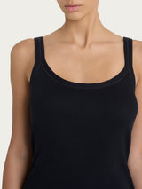 Camiseta sin mangas de tirantes estrechos de punto elástico de algodón, Negro, para mujer - Ragno