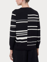 Maglia girocollo a righe sfalsate Four Seasons Neri Donna - Ragno