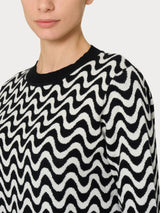 Maglia corta girocollo in filato Winter Cotton Neri Donna - Ragno