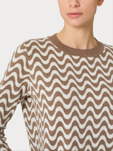 Maglia corta girocollo in filato Winter Cotton Marroni Donna - Ragno