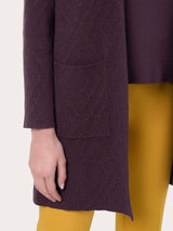 Cardigan lungo aperto con rombi in Super Soft Viola Donna - Ragno