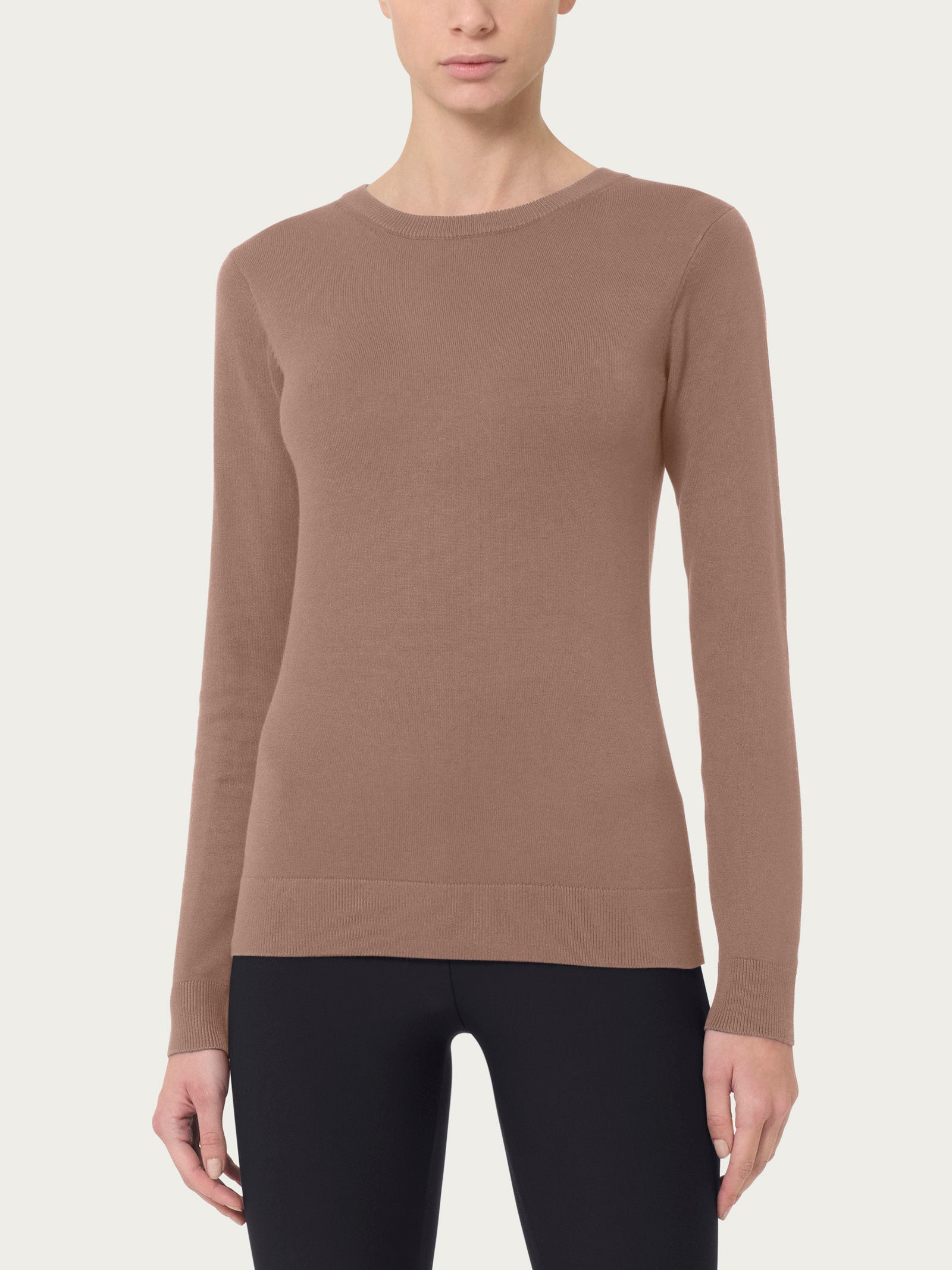 NOTTINGHAM Maglietta Intima Donna Manica Lunga – Girocollo, Cotone Caldo, Bordo In Raso, Taglie Forti 2/S-7/3XL (Nero)