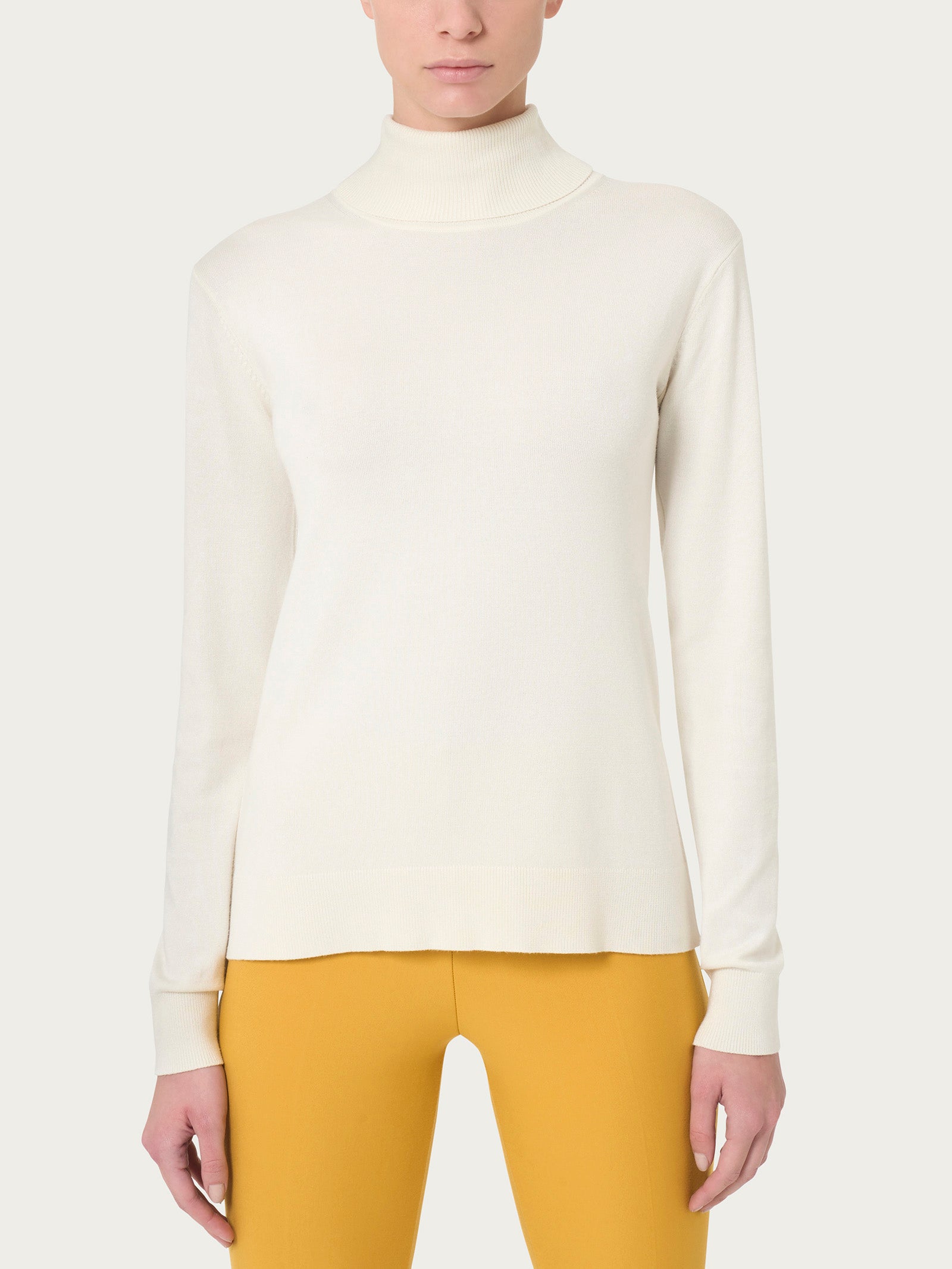Four Seasons plain knit turtleneck sweater Ivory – Ragno