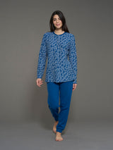 Pigiama aperto in interlock di cotone Blu Donna - Ragno