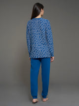 Pigiama aperto in interlock di cotone Blu Donna - Ragno