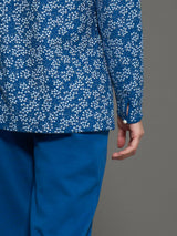 Pigiama aperto in interlock di cotone Blu Donna - Ragno