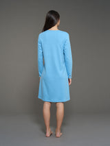 Camicia da notte a serafino in interlock di cotone Blu Donna - Ragno