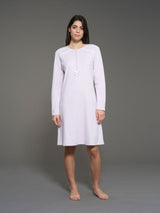 Camicia da notte a serafino in interlock di cotone Viola Donna - Ragno