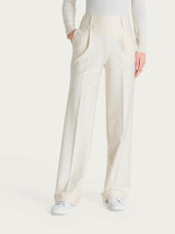 Pantalone ampio con tasche e pinces in Compact Bianchi Donna - Ragno