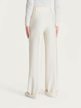 Pantalone ampio con tasche e pinces in Compact Bianchi Donna - Ragno