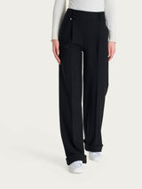 Pantalone ampio con tasche e pinces in Compact Neri Donna - Ragno