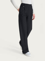 Pantalone ampio con tasche e pinces in Compact Neri Donna - Ragno