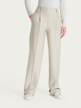 Pantalone ampio con tasche e pinces in Compact Bianchi Donna - Ragno