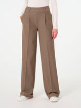 Pantalone ampio con tasche e pinces in Compact Marroni Donna - Ragno
