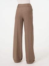 Pantalone ampio con tasche e pinces in Compact Marroni Donna - Ragno