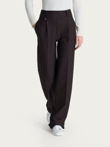 Pantalone ampio con tasche e pinces in Compact Marroni Donna - Ragno