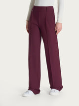 Pantalone ampio con tasche e pinces in Compact Viola Donna - Ragno