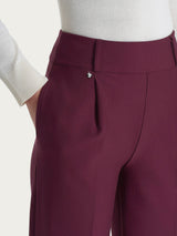 Pantalone ampio con tasche e pinces in Compact Viola Donna - Ragno