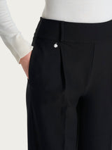 Pantalón carrot con bolsillos y pinzas en Compact Negro para mujer - Ragno