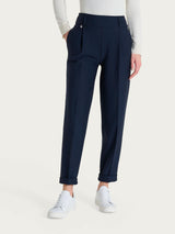 Pantalone a carota con tasche e pinces in Compact Blu Donna - Ragno