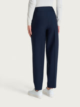Pantalone a carota con tasche e pinces in Compact Blu Donna - Ragno