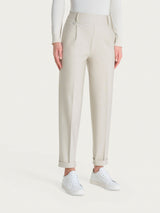 Pantalone a carota con tasche e pinces in Compact Bianchi Donna - Ragno