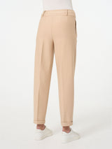 Pantalone a carota con tasche e pinces in Compact Marroni Donna - Ragno