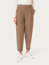 Pantalone a carota con tasche e pinces in Compact Marroni Donna - Ragno