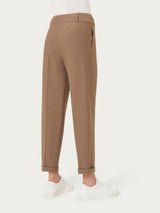 Pantalone a carota con tasche e pinces in Compact Marroni Donna - Ragno