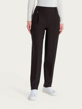Pantalone a carota con tasche e pinces in Compact Marroni Donna - Ragno